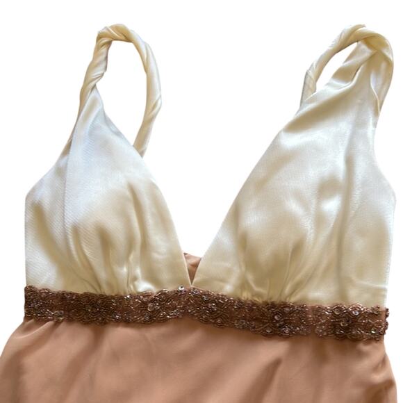 ABS Allen Schwartz Size 4 Satin & Chiffon Special Occasion Dress Beaded Party - Picture 5 of 15